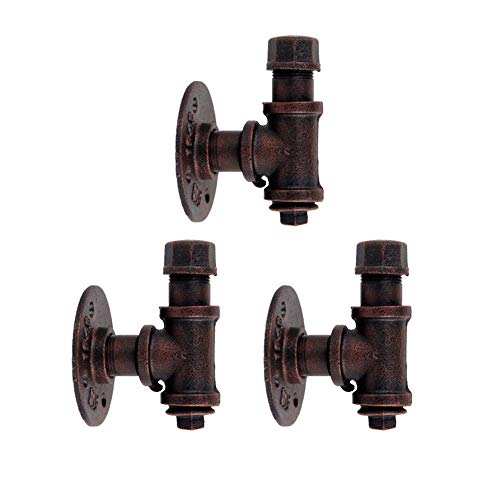LOOGU Industrie Retro Kleiderhaken 3/4" Vintage Regalhalter Eisen Rohr Wandhaken Garderobenhaken - 3 Stück (Bronze) Cover