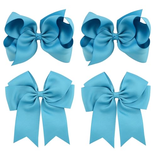 Lazos para el cabello de 6 pulgadas con acabados limpios y pinzas de cocodrilo azul cielo
