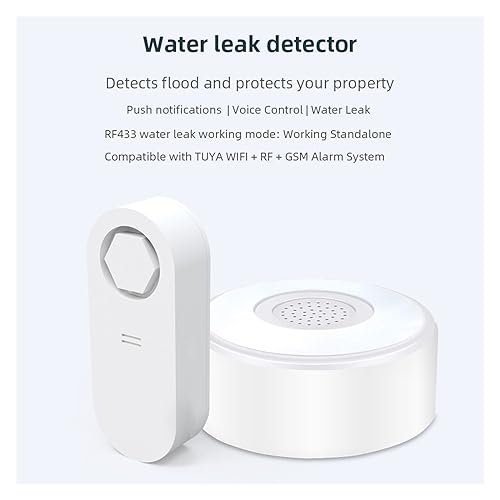 Capteur de fuite d'eau RF433 avec alarme sonore pour vanne connectée