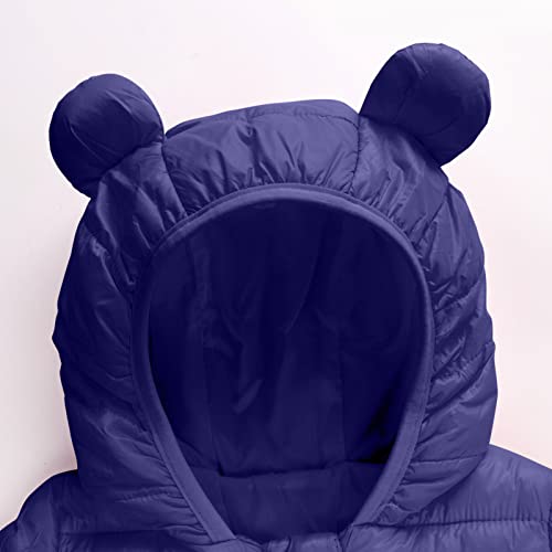 Lcziwo Winter Coats For Baby Boys Girls Cute Ears Coats With Hooded Infant Toddler Light Puffer Padded Jacket Outerwear Dark Blue #TOP4