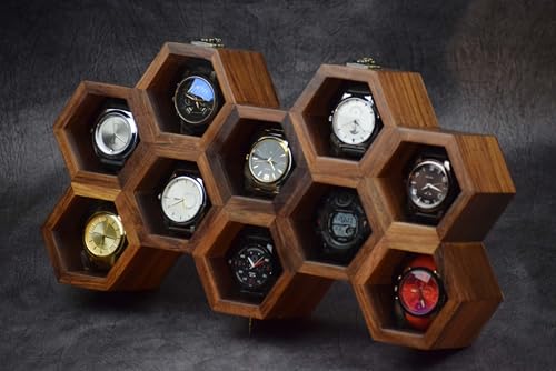 Erhöhen Sie Ihre Uhrensammlung mit dem Uhrendeck, Premium-Uhrenvitrine für 10 Uhren, einzigartiges Geburtstagsgeschenk für Herren, Holz-Uhrenbox und Uhrenetui, im Lieferumfang