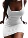 YFANG Women's Casual Tank Top Bodycon Dress Basic Sleeveless Club Mini Dress White Medium