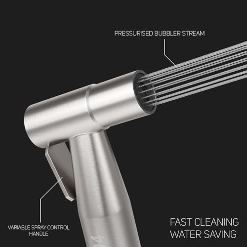 Image of MHS High Pressure Jet Spray for Toilet | Health Faucet Set with Hand Shower Gun & 1M SS Hose Pipe | Bathroom Toilet Jet Spray for Hygiene Cleaning | Toilet Gun for Western Toilet (Steel 304)