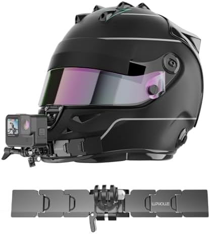 Lupholue Upgrade Motorcycle Helmet Chin Mount Kits with Adhesive Curved Pads Compatible with GoPro Hero 12, 11, 10, 9, 8, 7, (2018), Hero Black, Session, Xiaomi Yi, SJCAM, Campark