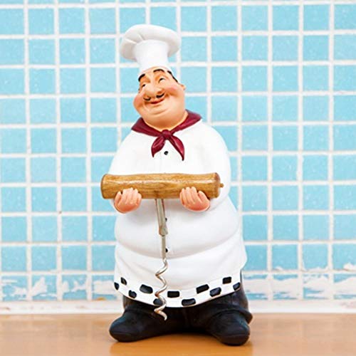 Enfeites decorativos em resina de chama, estátua de cozinha, estatuetas de cozinheiro francês para d