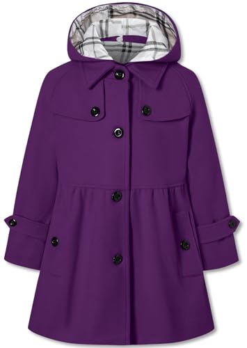 Image of Betusline Girls' Dress Coat, Kids Hoodie Wool Blend Coats Fall Winter Outerwear Peacoat,2-14 Years