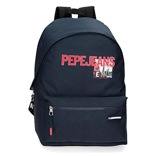 Pepe Jeans Dikran Mochila Escolar Adaptable a Carro Azul 31x44x15 cms Poliéster 23,87L