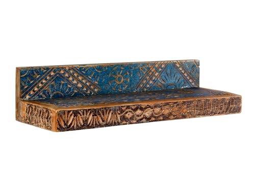 Woodkings® Bad Wandregal Blue Lagoon Massivholz Mango bunt rustikal Echtholz Badezimmerregal Badezimmerablage Badezimmermöbel