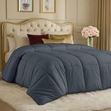Utopia Bedding Comforters King Size, All Season Duvet Insert, Down Alternative Box Stitched Bed Comforter with Corner Tabs, Machine Washable (Grey)