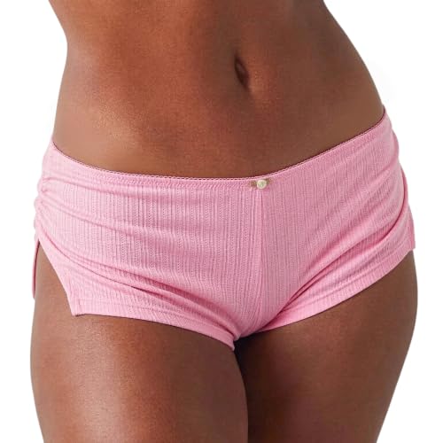 Image of KMBANGI Y2k Sexy Micro Shorts for Women Low Waist Side Slit Boyshort Slim Booty Shorts Lounge Pj Bottom Cute Sleepwear