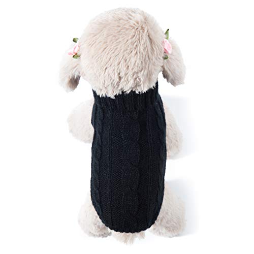 Small and Medium Dog and Cat Classic Sweater Knitwear Knitted Sweater Clothes (Back Length 14”, Black) Small and Medium Dog and Cat Classic Sweater Knitwear Knitted Sweater Clothes (Back Length 14”, Black)