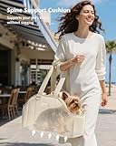 pecute Hundetasche für Kleine Hunde 3kg, Tragetasche Hund Hundetragetasche Leichte, Faltbare Hundetransportbox, Katzen Transporttasche für Unterwegs (Cremefarben)