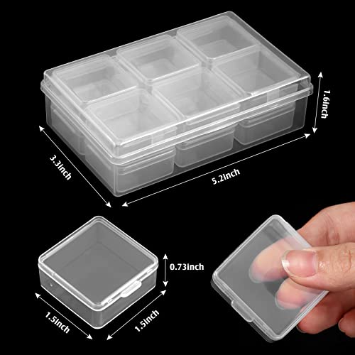 Image of Blulu 13 Pieces Small Bead Organizers Plastic Bead Storage Containers with Lids Mini Clear Storage Cases Transparent Craft Boxes for Jewelry Diamonds DIY Art Craft Accessory(1.5 x 1.5 x 0.7 Inch)