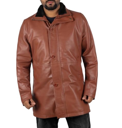 Laverapelle Men's Sheriff Walt (Robert Taylor) Lambskin Leather Coat (TAN, 4XL, Polyester Lining) - 1502774
