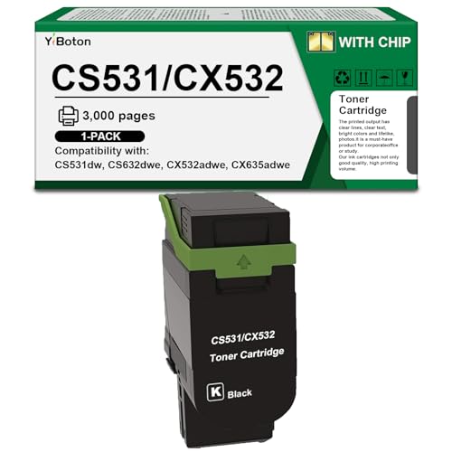 Image of High Yield CS531 CX532 Black Toner Cartridge with Smart Chip (75M10K0) Replacement for Lexmark CS531dw CS632dwe CX532adwe CX635adwe Printers(1-Pack)