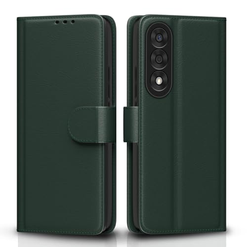 Image of Amazon Basics Flip Cover for OnePlus Nord 5 5G Leather Finish | Wallet Stand and Shock Proof | Inside TPU with Card Pockets | Complete Protection Flip Case (Green)