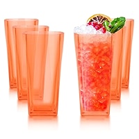 Top-spring 20-Ounce Reusable Plastic Water Tumbler, Clear Shatterproof Drinking Glasses Bpa Free Set Of 6 Dark Green Drinking Cups