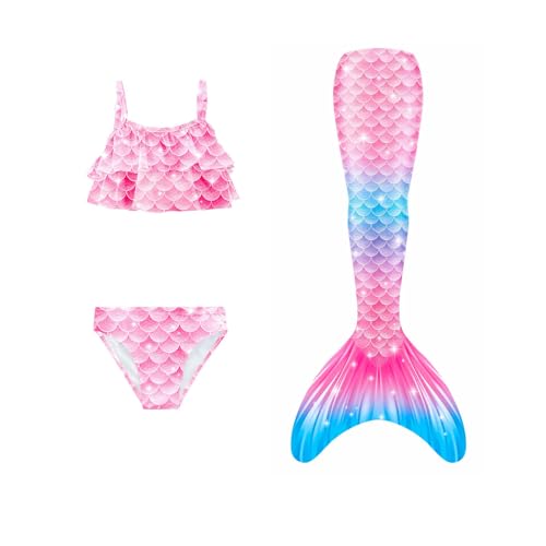 Generisch 2025 costume da bagno ragazza bikini costumi da bagno bambini coda costume da bagno ragazza set spa costume da bagno 92, rosa intenso, 4-5 Anni