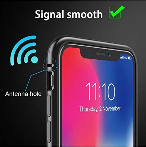 Image of MOBITUSSION Ultra Thin Magnetic Metal Edged Tempered Glass Back Cover Compatible for iPhone Xs Max (Transparent Black)