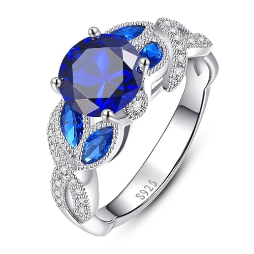 Yaresul 3.6Ct Women'S Round Created Sapphire Ring Bezel Setting Marquise Fashion Statement Ring 925 Sterling Silver Engagement Rings For Women Best Gift For Mother And Grandma Size 8 cover
