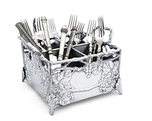 Arthur Court Designs Aluminum Metal Grapevine Flatware Silverware Caddy 85 Inch x 85 Inch