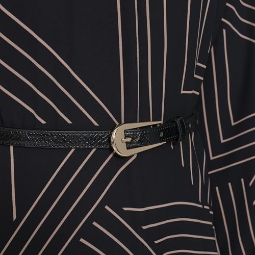 H HALSTON Women's Long Bishop Sleeve Mock Neck Maxi Dress4