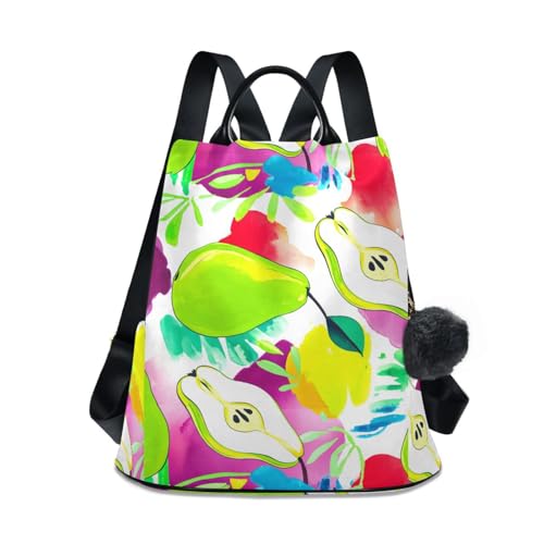 Sac à dos femme imperméable multi-poches grand format imprimé poires et fruits colorés