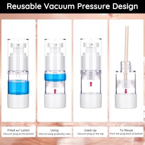 Image of Segbeauty 4pcs Refillable Airless Pump Jars, 4 Pack Airless Pump Bottles Travel Size Lotion Bottle, Pack of 2 Clear Plastic Container Jars with Lids Vacuum Cream Jar Travel Container for Toiletries