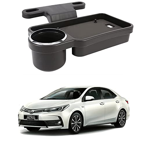 Image of Oshotto (FT-04) Foldable Car Auto Headrest Rear Back Seat Table Drink Food Cup Tray Holder Compatible with Toyota Corolla Altis - Black