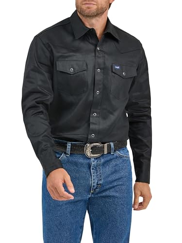 Foto de Wrangler Camisa de trabajo de manga larga con cierre a presión para hombre, corte vaquero, acabado firme (imagen 2)