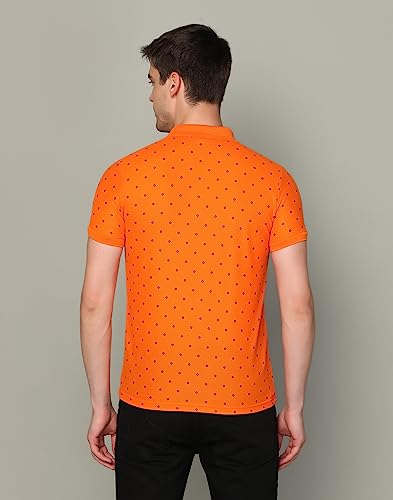 Image of INKKR Men's Printed Polo Neck Half Sleeve Multicolor T-Shirt