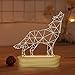 Wölfe Geschenke, 3D Optische Täuschung Wolf Lampe Tier LED Nachtlicht für Kinder Jungen Männer Schlafzimmer Dekoration, USB Power Warmweiß Farbe Tischlampen