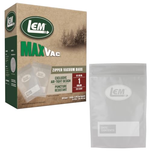 LEM Products MaxVac Gallon Vacuum Sealer Zipper Bags, 11" x 16", 100 Count