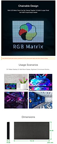Image of RGB Full-Color LED Matrix Panel Display for Raspberry Pi Pico ESP32 for Arduino 64x32 Pixels 3mm Pitch 2048 RGB LEDs Adjustable Brightness