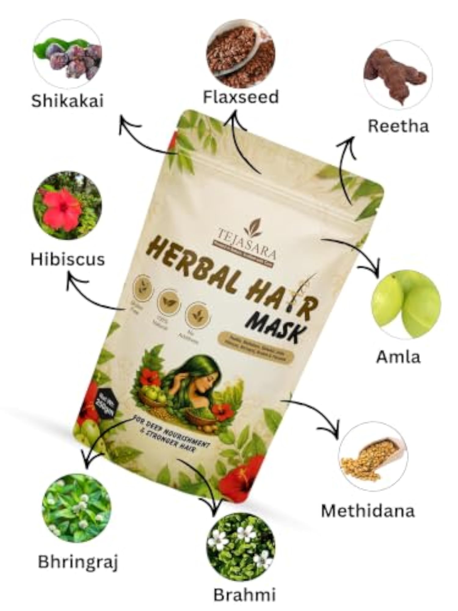 Herbal Hair Mask Powder for Dandruff & Hair Fall, Ayurvedic