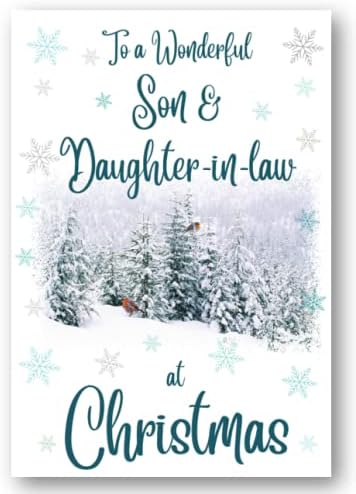 Second Ave Son & Daughter-in-Law Christmas Winter Scene Xmas Holiday Festive Greetings Card
