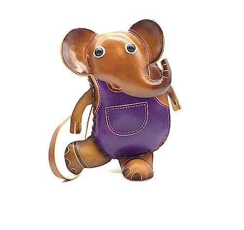 Vintage Genuine Leather 3D Animal Elephant Coin Purse With Removable Wrist Strap #006 (Brown)