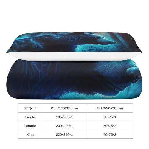 Housse de couette 3D Lumos Bears parure lit microfibre 135x200cm - 6