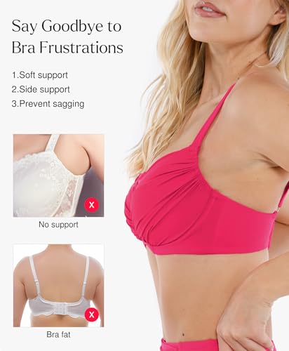 Popilush Bikini Tops for Women - Underwire Swimsuits Push Up Shapewear Ruched Bikinis Swimsuit Tops 2025 Bathing Suit Pink — view 5