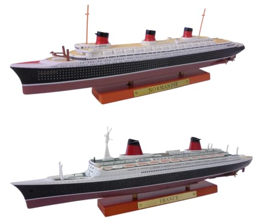 OPO 10 - Set of 2 Miniature replicas of The Most Famous French transatlantic Liners, The Normandie + The France, Scale 1/1250 or 25 cm - PA4