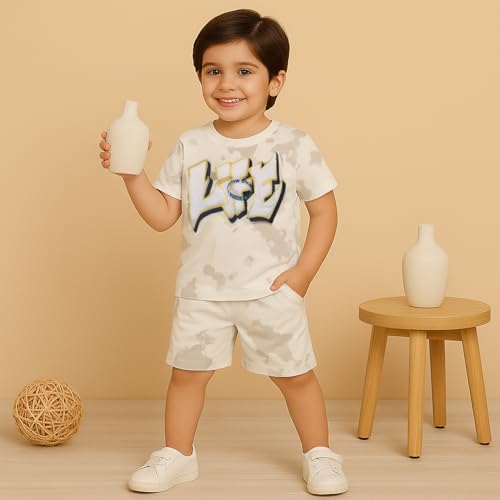 Image of Kidbea Kids Cotton T-Shirt and Shorts Set | Soft Breathable Co-Ord Outfit for Boys | Trendy & Stylish Summer Wear | Boys Clothing Set
