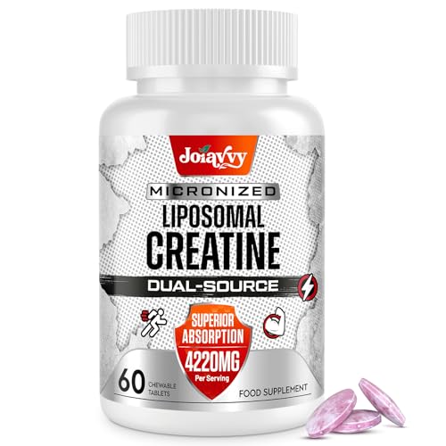 Liposomal Creatine Tablets Max 4220mg, Chewable Creatine Monohydrate Tablets, 15X Absorption, Plus Creatine HCl, No Bloat, Micronised, More Practical Than Capsules and Powder, Vegan (60 Count)