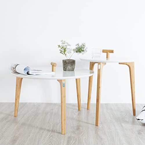 GYLXW - Mesa de té para sala de estar, mesa de té familiar pequeña, mesa de té pequeña, mesa auxiliar de sofá, mesa redonda pequeña (tamaño: estilo combinado alto y bajo)