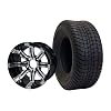 10 TEMPEST Machined/Black Wheels and 205/50-10 DOT Golf Cart Tires - Set of 4