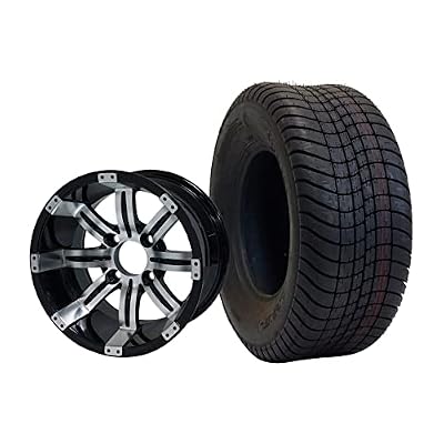 10 TEMPEST Machined/Black Wheels and 205/50-10 DOT Golf Cart Tires - Set of 4