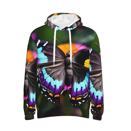 Sweat à capuche imprimé papillons colorés pour sport et pull décontracté - 7