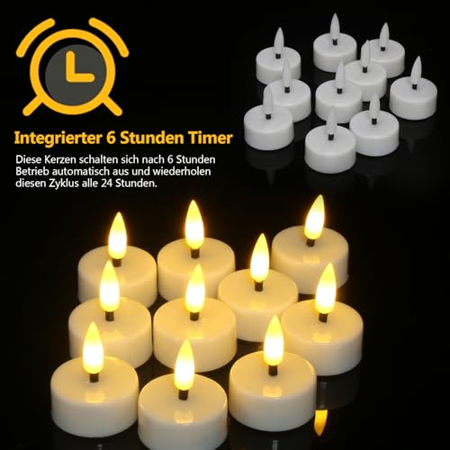 LED Teelichter mit Timer von Ymenow, 12 Stück