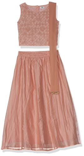 Image of Max Girls Polyester Solid Lehenga Choli with Embroidered Blouse and Zari Detailed Dupatta Readymade