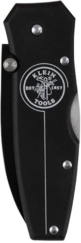 Miniatura 3 de Klein Tools 44000-BLK Cuchillo de bloqueo ligero negro con mango de aluminio negro, hoja de punto de caída de 2-14 pulgadas