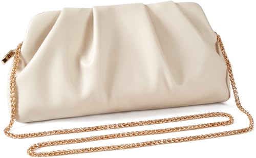 Image of Evening Bag for Women Ruched Clutch Purse Detachable Metal Chain Crossbody Bag